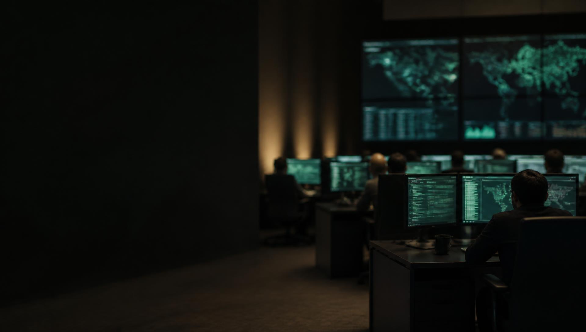 Security analysts monitoring live cyber threats in a UK operations centre